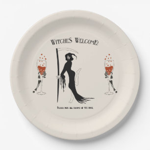 Witch Bloody Cocktail Hart Skeleton Hand Halloween Paper Plate