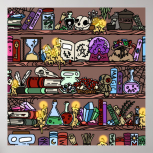 Witch Bookshelf with Cosy Clutter Poster