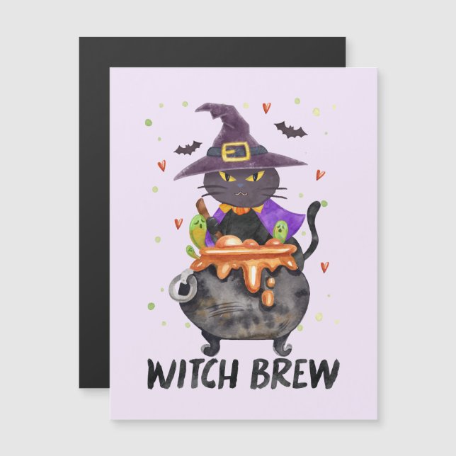 Witch Brew – Halloween Witch Cat in a Cauldron (Front/Back)