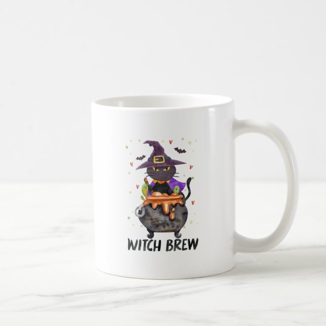 Witch Brew – Halloween Witch Cat in a Cauldron Coffee Mug (Right)