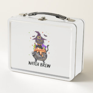 Witch Brew – Halloween Witch Cat in a Cauldron Metal Lunch Box