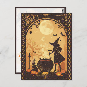 Witch Brewing Magic Under the Moon Postcard