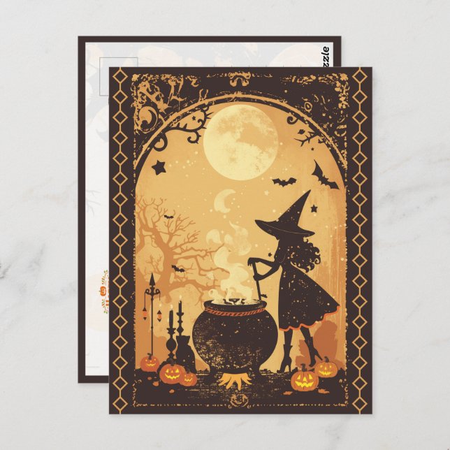 Witch Brewing Magic Under the Moon Postcard (Front/Back)