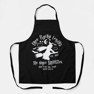 Witch Broom Broomstick Flying Lessons Halloween Apron
