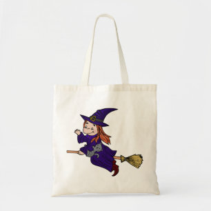 Witch Broom Cat Hat Magic Woman Halloween Spooky Tote Bag