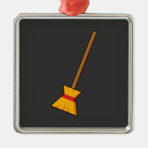 Witch Broom Metal Ornament