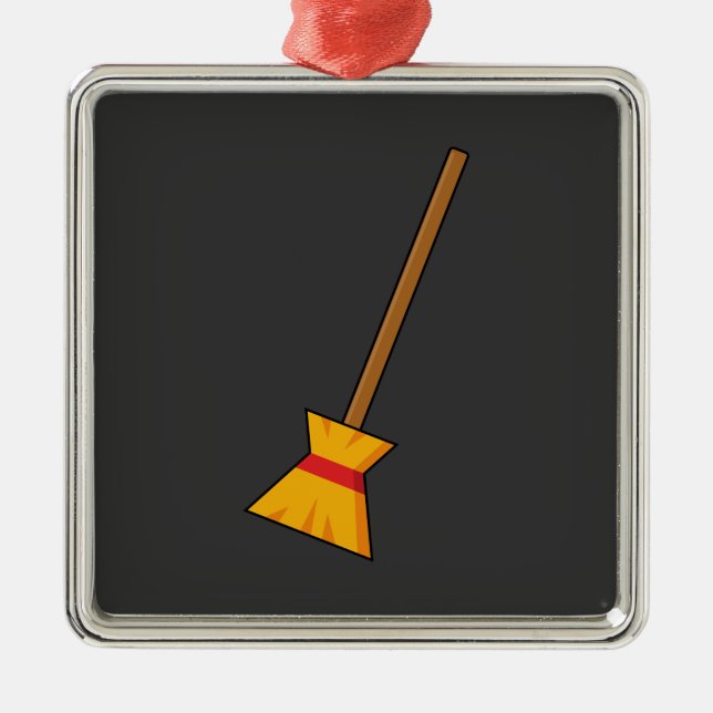 Witch Broom Metal Ornament (Front)