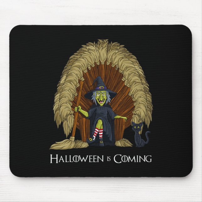 Witch Brooms Throne Fun Halloween Girls Kids  Mouse Pad (Front)