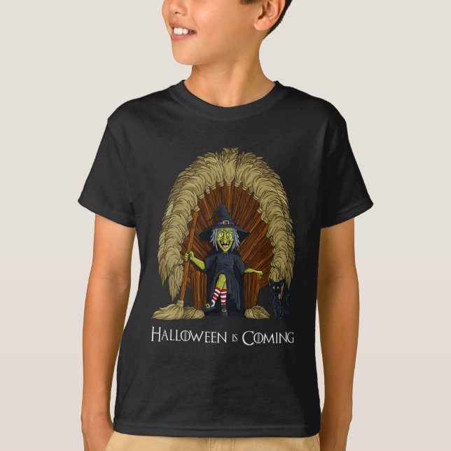 Witch Brooms Throne Fun Halloween Girls Kids  T-Shirt (Front)
