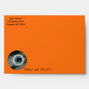 Witch Broomstick Blue Moon Halloween Envelope