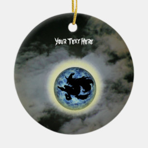 Witch Broomstick Full Moon Halloween Ornament