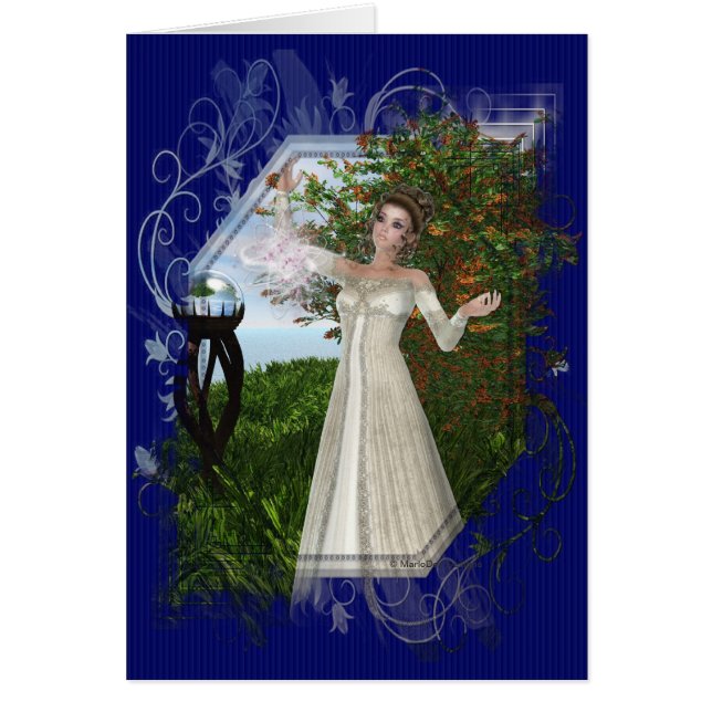Witch Casting a Spell Blank Fantasy Greeting Card (Front)