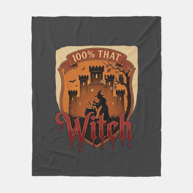 Witch Castle Cauldron Owl Bats_1 Fleece Blanket (Front)