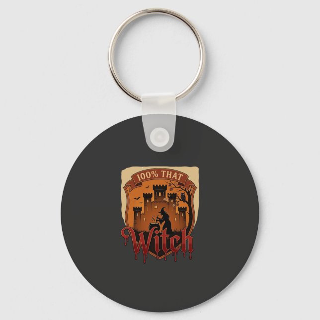 Witch Castle Cauldron Owl Bats_1 Key Ring (Front)