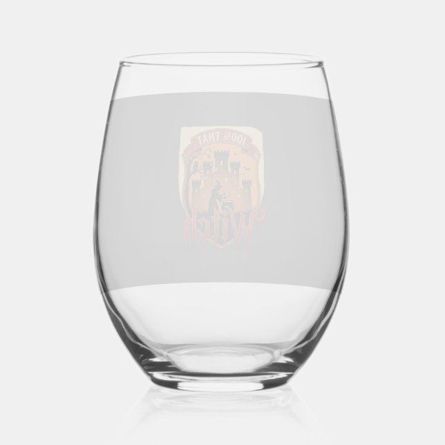 Witch Castle Cauldron Owl Bats_1 Stemless Wine Glass (Front)