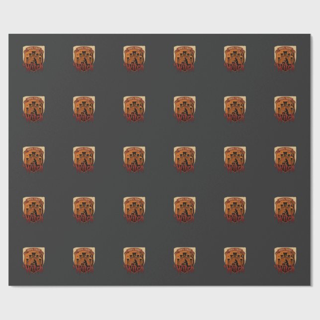 Witch Castle Cauldron Owl Bats_1 Wrapping Paper (Flat)