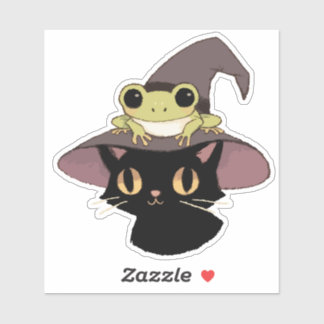 Witch Cat And Frog