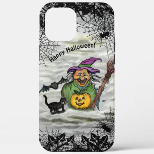 Witch , Cat , Bat and Pumpkin , Happy Halloween ! iPhone 12 Pro Max Case
