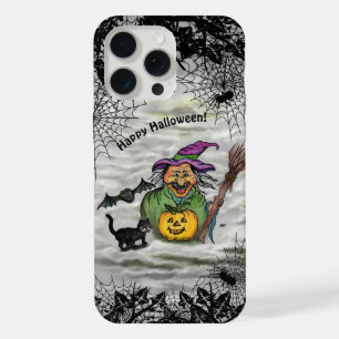 Witch , Cat , Bat and Pumpkin , Happy Halloween ! iPhone 15 Pro Max Case