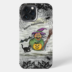 Witch , Cat , Bat and Pumpkin , Happy Halloween ! iPhone 13 Pro Max Case