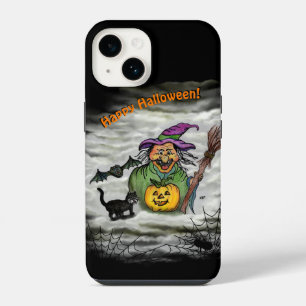 Witch , Cat , Bat and Pumpkin , Happy Halloween ! iPhone 14 Case