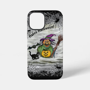 Witch , Cat , Bat and Pumpkin , Happy Halloween ! iPhone 12 Mini Case