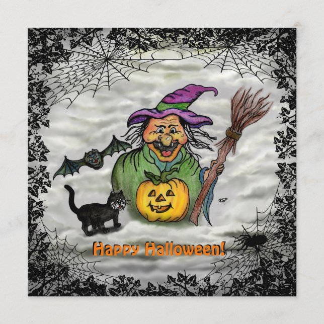 Witch , Cat , Bat and Pumpkin , Happy Halloween ! Program (Front)