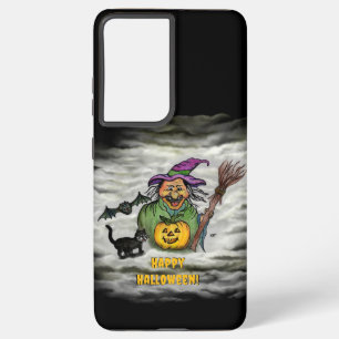 Witch , Cat , Bat and Pumpkin , Happy Halloween ! Samsung Galaxy Case