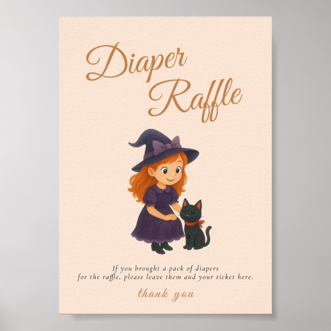 Witch & Cat Bow Cards  Gifts Table Sign Poster (Front)