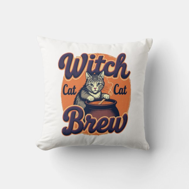 Witch Cat Brew Cushion (Front)