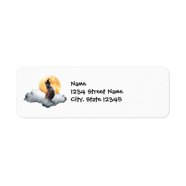 Witch Cat Cloud Halloween Label Return Address Label (Front)