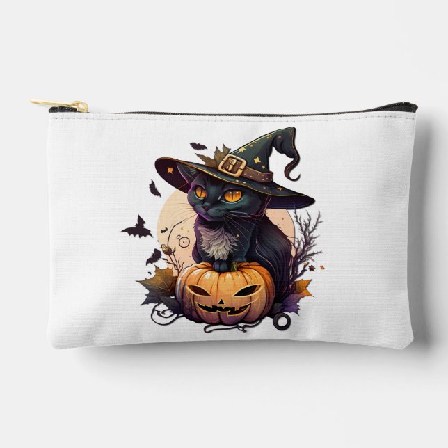 Witch Cat for Halloween  Accessory Pouch (Front)