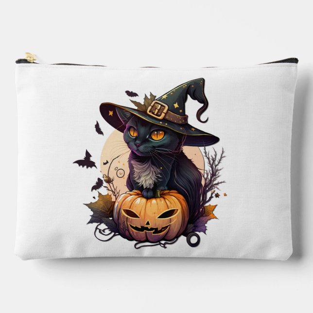 Witch Cat for Halloween  Accessory Pouch (Front)