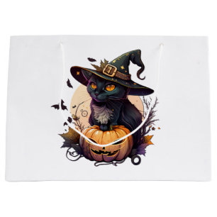 Witch Cat for Halloween Large Gift Bag