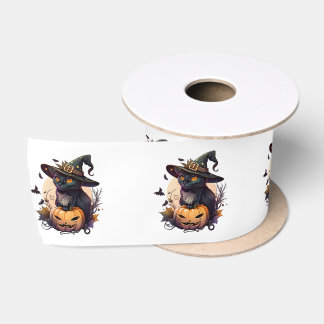 Witch Cat for Halloween Satin Ribbon