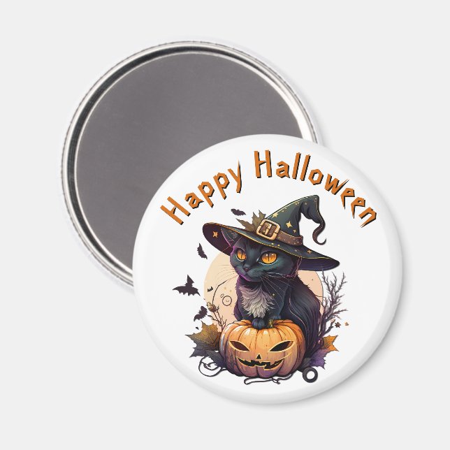 Witch Cat for Happy Halloween  Magnet (Front/Back)