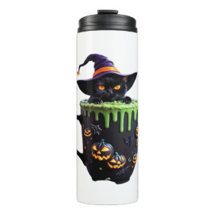Witch Cat Halloween Coffee Mug – Cute Black Cat wi