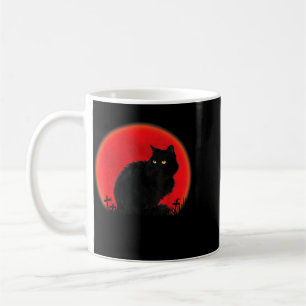 Witch Cat Halloween Costume Blood Moon Black Cat Coffee Mug