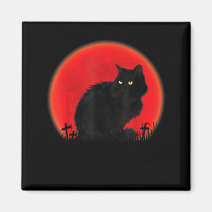 Witch Cat Halloween Costume Blood Moon Black Cat Magnet