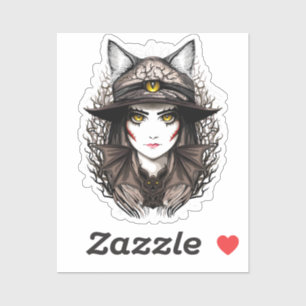 Witch Cat Halloween Creepy Cute Portrait