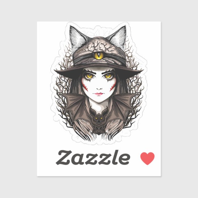 Witch Cat Halloween Creepy Cute Portrait (Sheet)