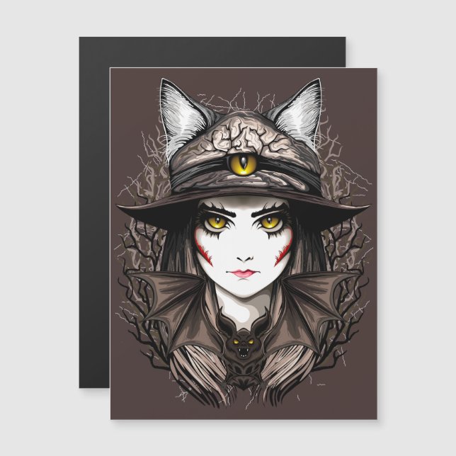 Witch Cat Halloween Creepy Cute Portrait (Front/Back)