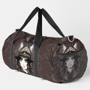 Witch Cat Halloween Creepy Cute Portrait Duffle Bag