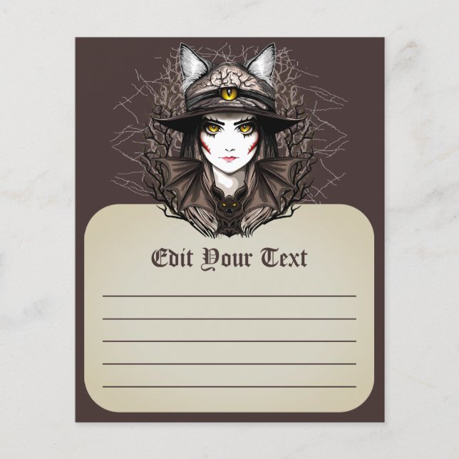 Witch Cat Halloween Creepy Cute Portrait Flyer (Front)