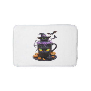 Witch Cat Halloween Latte – Creepy Cute Coffee wit Bath Mat