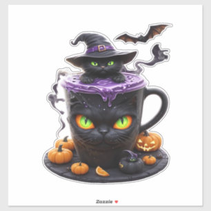 Witch Cat Halloween Latte Creepy Cute Coffee with
