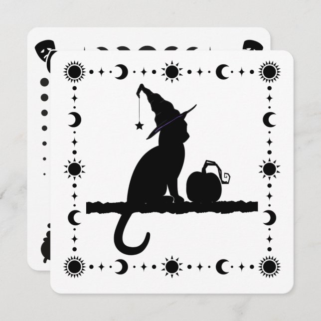 Witch Cat Halloween Party Invitation (Front/Back)