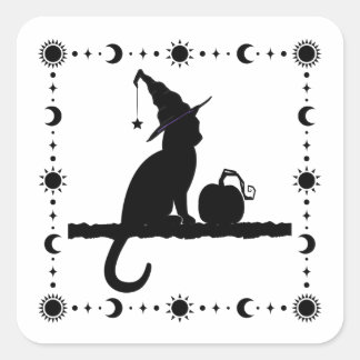 Witch Cat Halloween Sticker