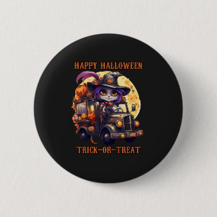 Witch Cat Halloween Trucker Kids Spooky Festive Ri 6 Cm Round Badge