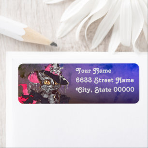 Witch Cat Happy Halloween Return Address Label